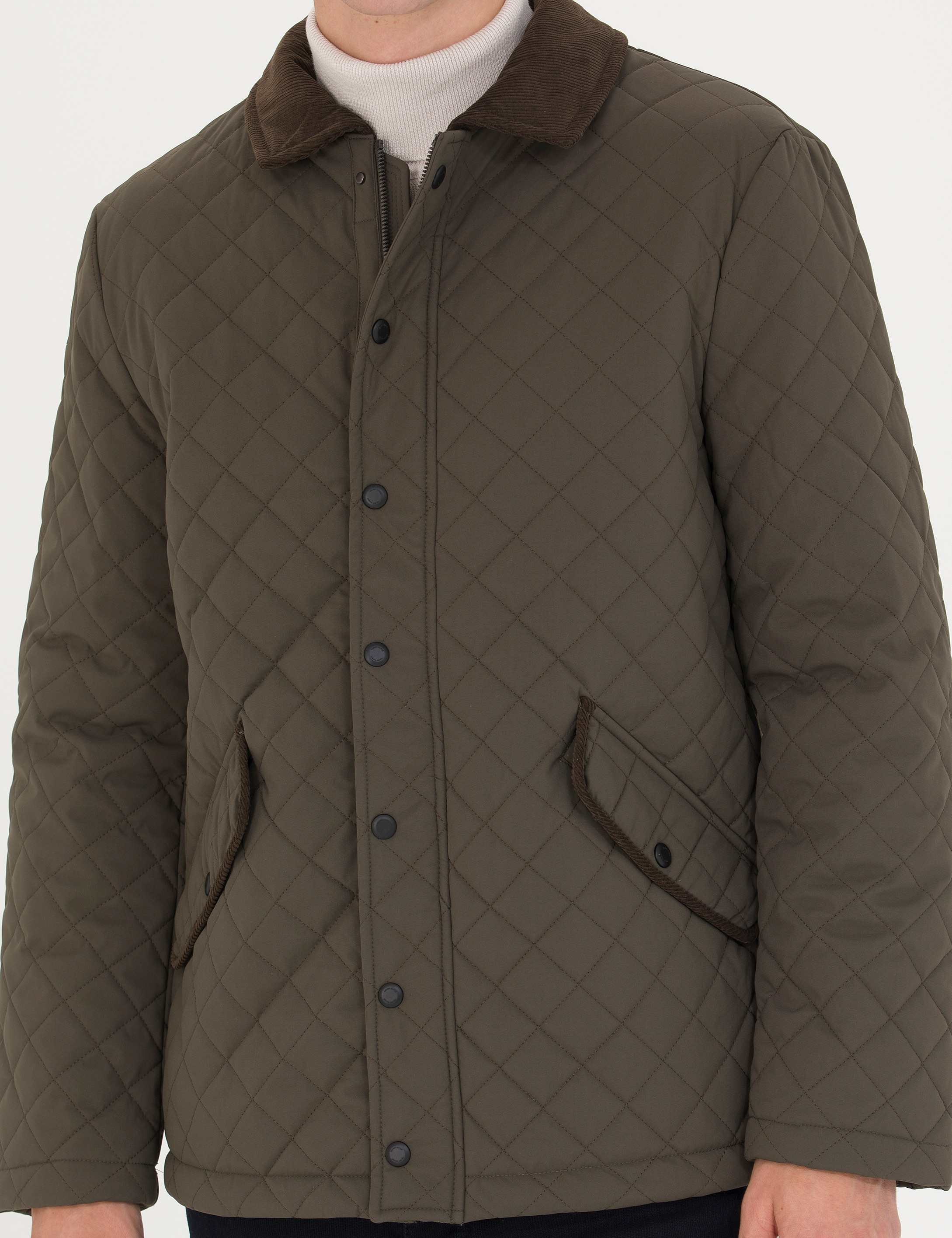 Pierre Cardin Haki Kapitone Mont görsel 6