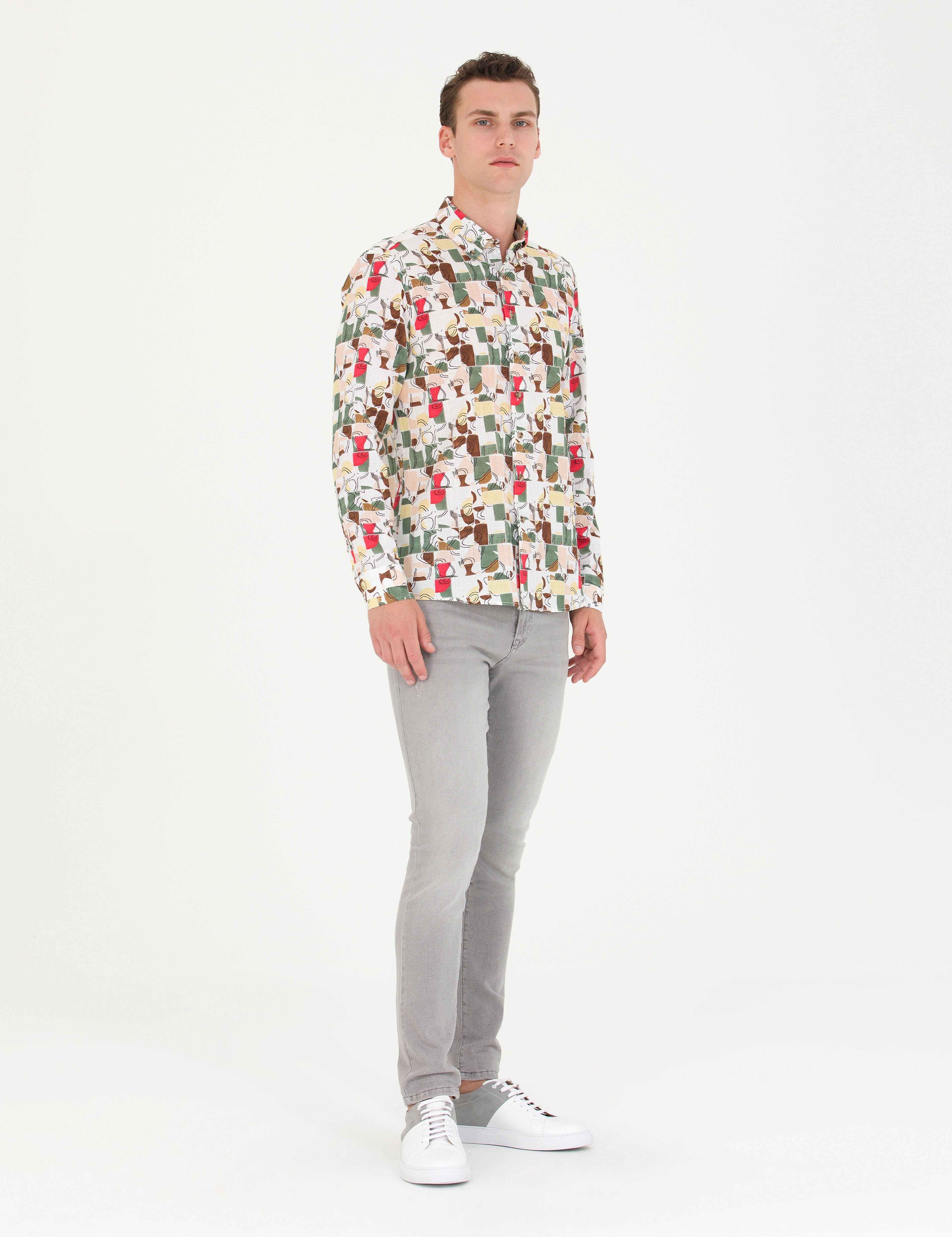 Haki Regular Fit Uzun Kollu Gömlek - Image 4