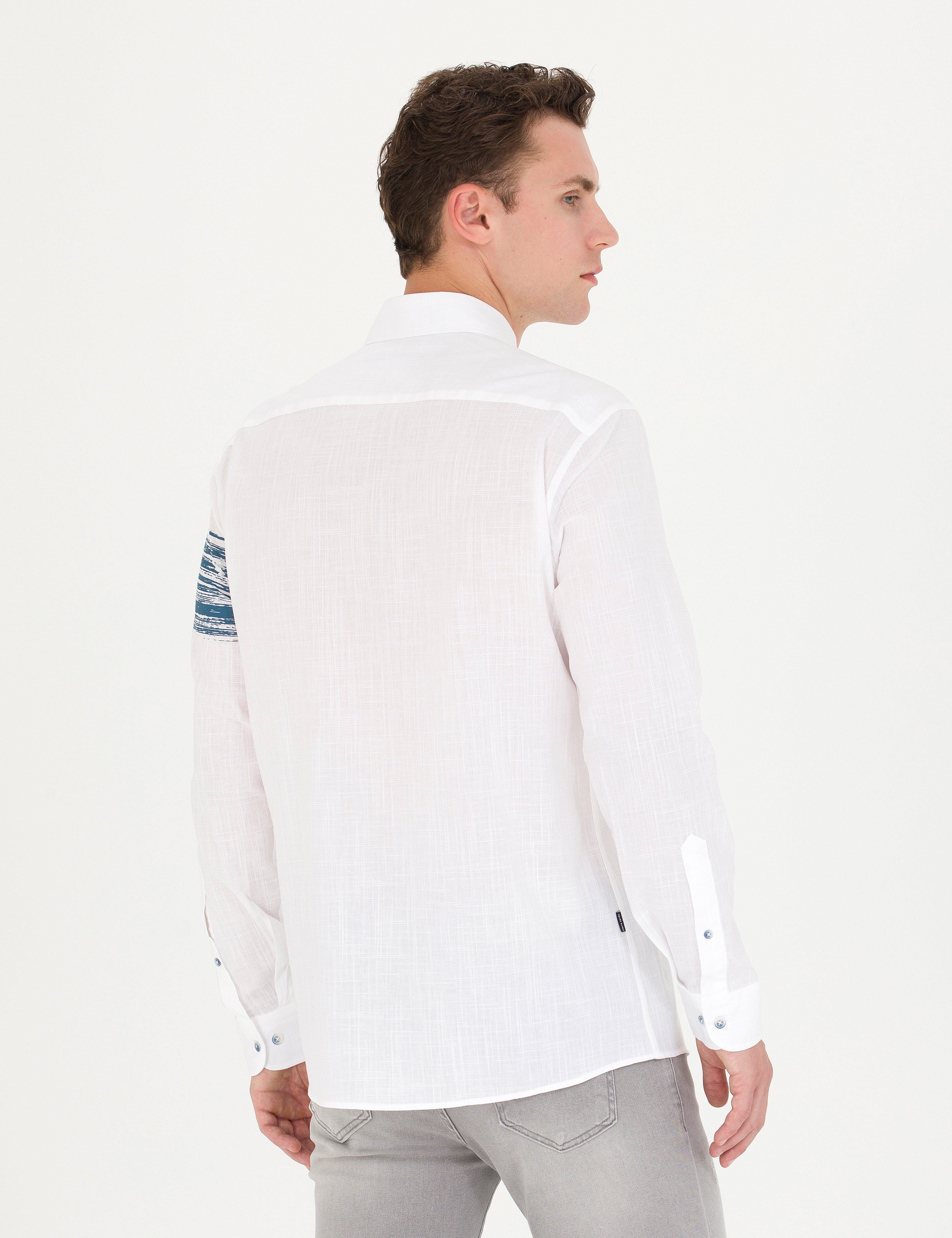 Lacivert Regular Fit Uzun Kollu Gömlek - Image 5