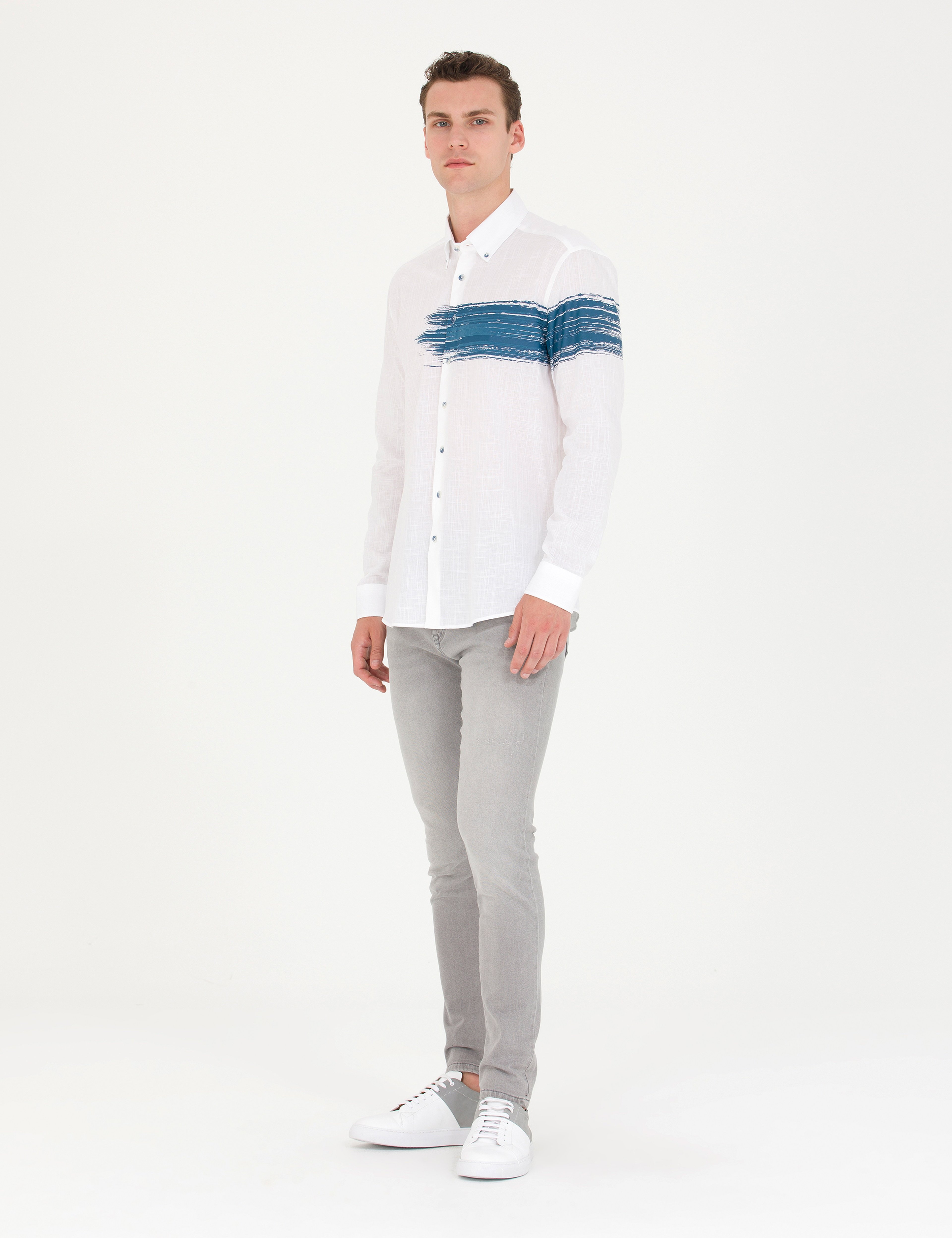 Lacivert Regular Fit Uzun Kollu Gömlek - Image 4