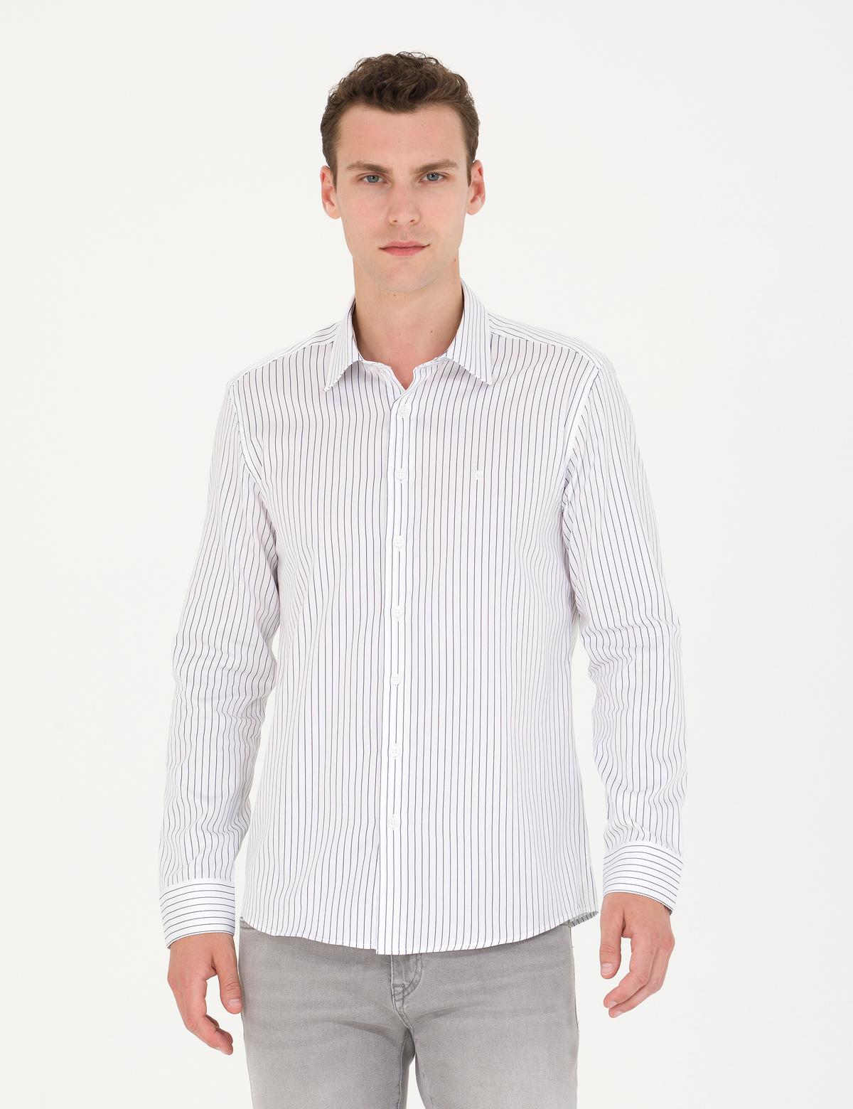 Lacivert Slim Fit Uzun Kollu Gömlek - 50267250028