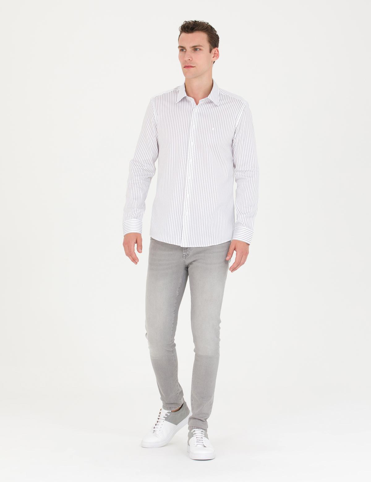 Lacivert Slim Fit Uzun Kollu Gömlek - 50267250028