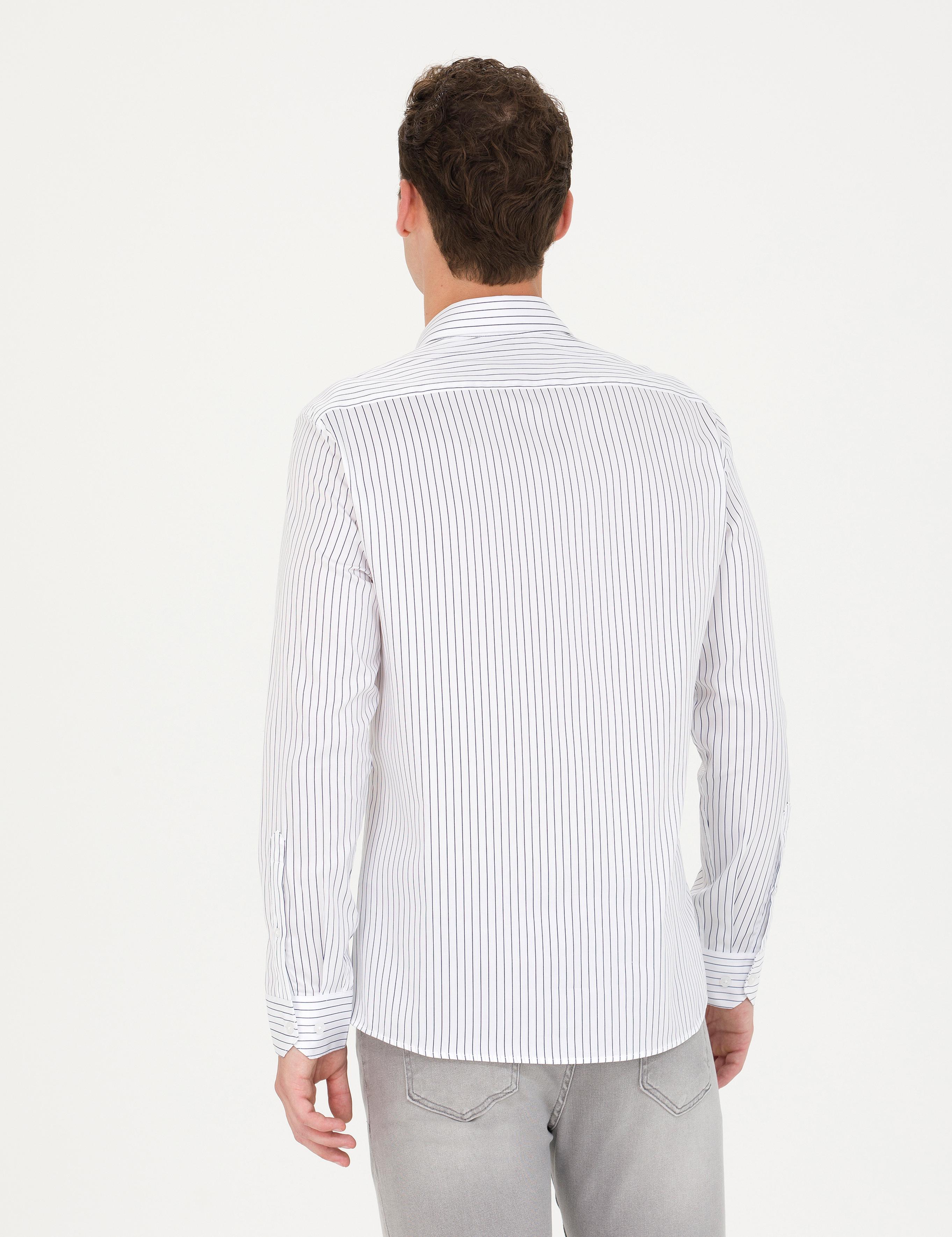 Lacivert Slim Fit Uzun Kollu Gömlek
