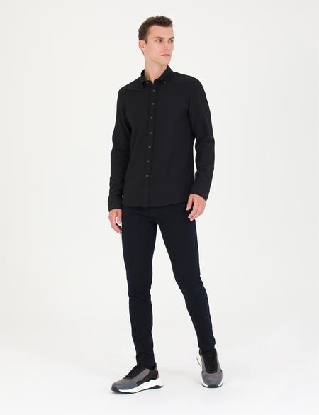 Siyah Slim Fit Uzun Kollu Gömlek - 50274595069