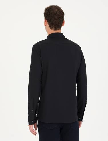 Siyah Slim Fit Uzun Kollu Gömlek