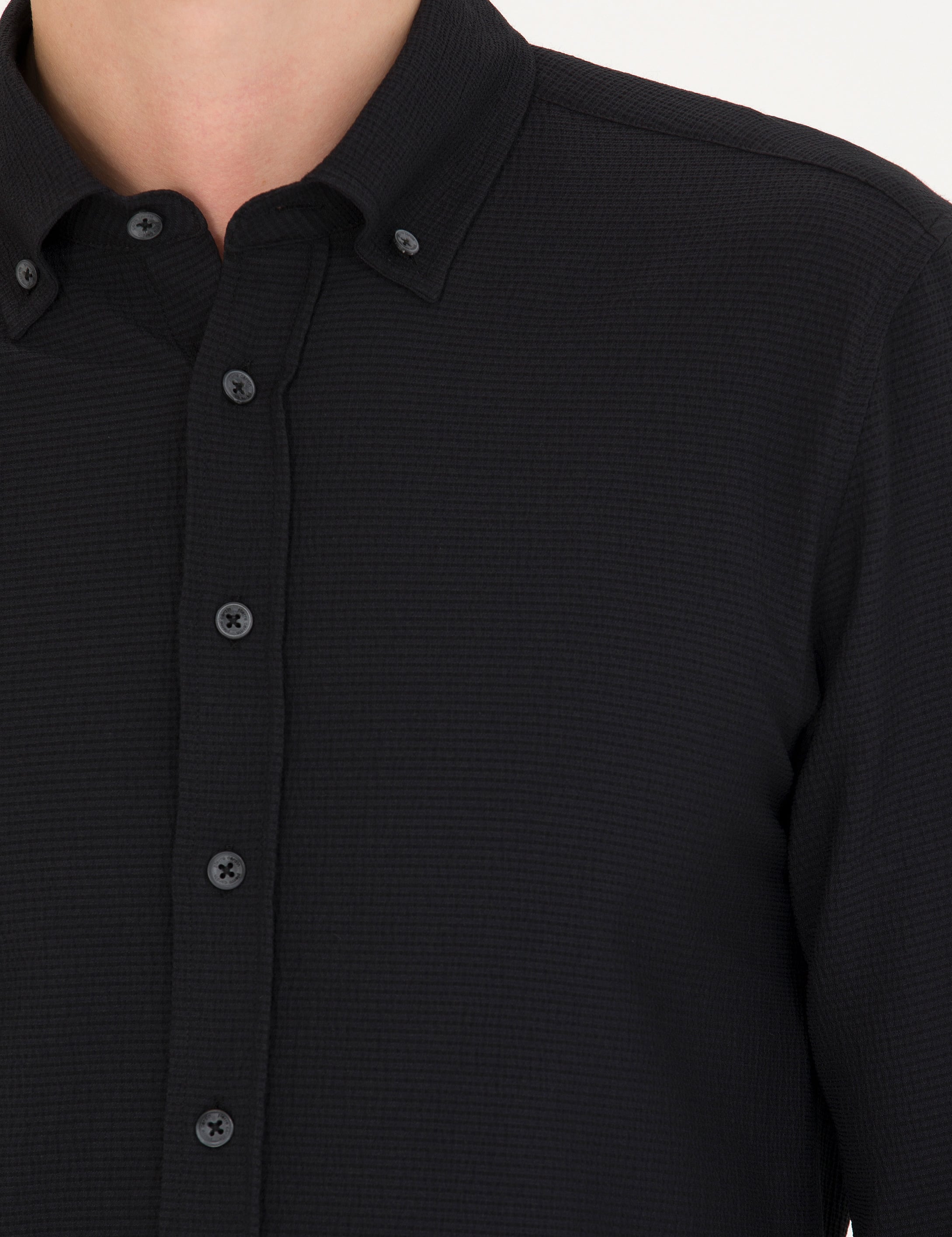 Pierre Cardin Siyah Slim Fit Uzun Kollu Gömlek görsel 7