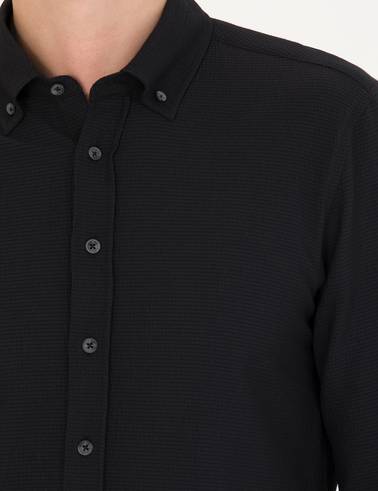 Siyah Slim Fit Uzun Kollu Gömlek