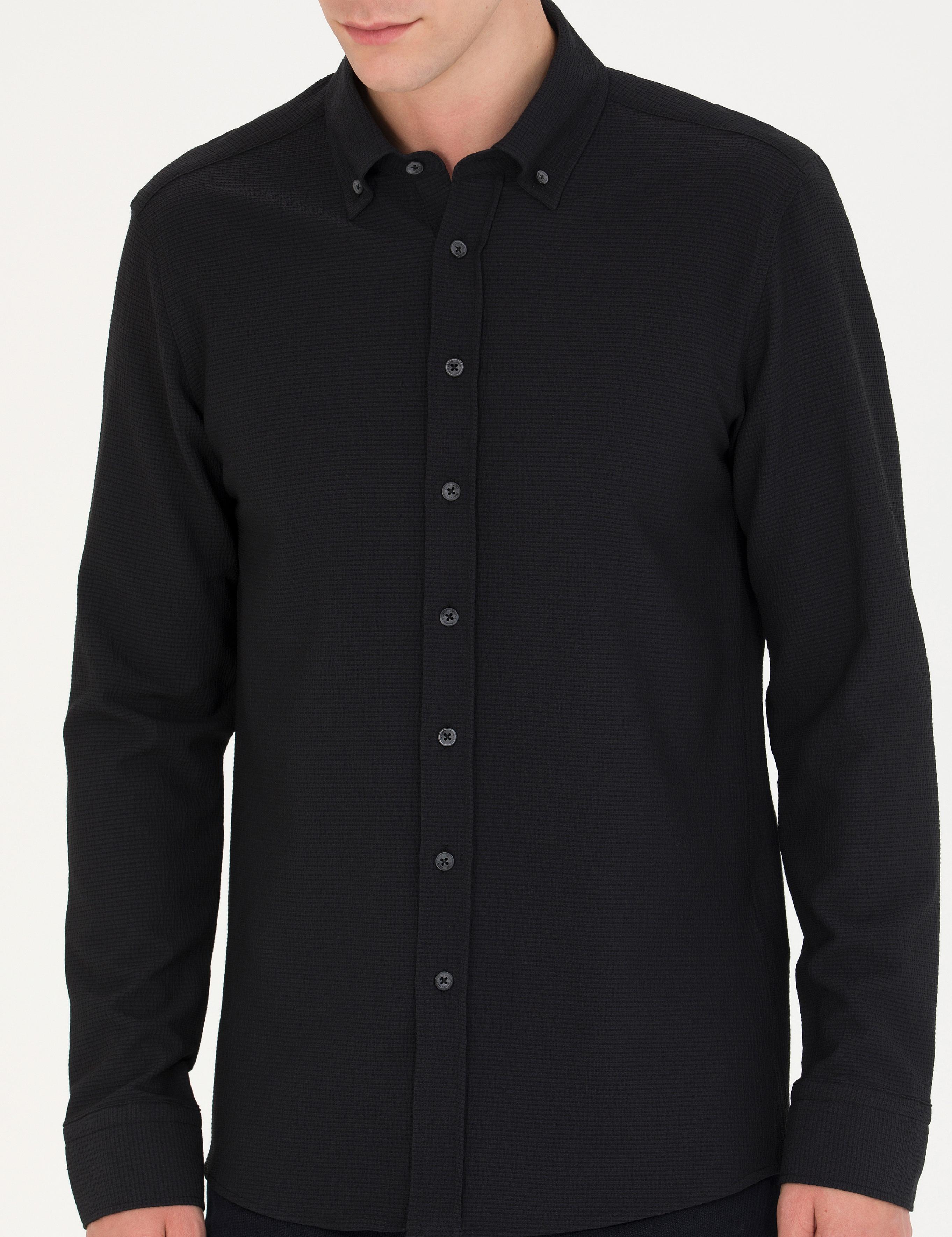 Siyah Slim Fit Uzun Kollu Gömlek