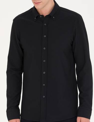 Siyah Slim Fit Uzun Kollu Gömlek