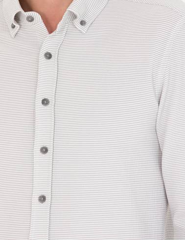 Açık Gri Slim Fit Uzun Kollu Gömlek