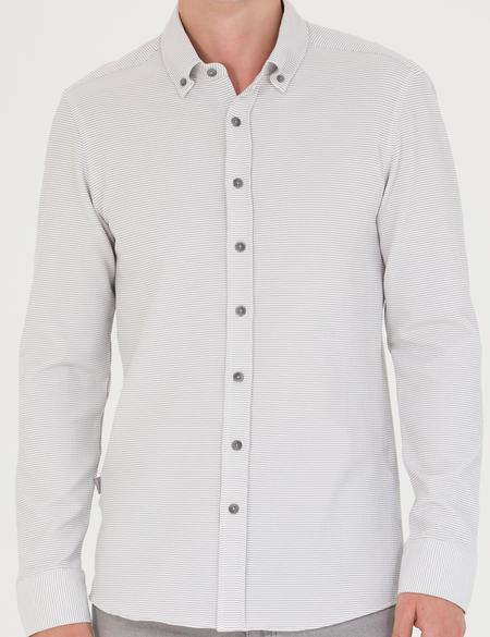 Açık Gri Slim Fit Uzun Kollu Gömlek - 50274595080