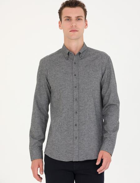 Gri Slim Fit Uzun Kollu Gömlek - 50274660037
