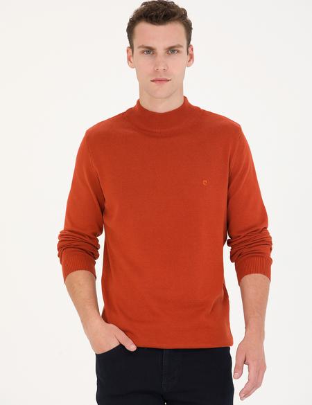 Kiremit Slim Fit Yarım Balıkçı Yaka Basic Triko Kazak - 50276161031