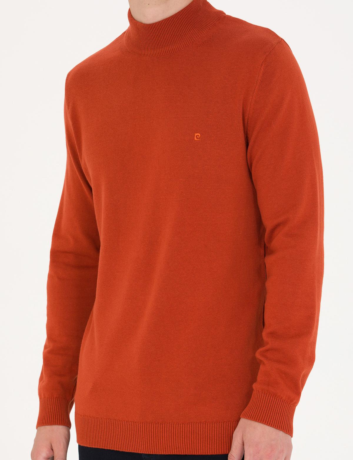 Kiremit Slim Fit Yarım Balıkçı Yaka Basic Triko Kazak - 50276161031