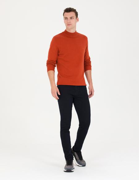 Kiremit Slim Fit Yarım Balıkçı Yaka Basic Triko Kazak - 50276161031