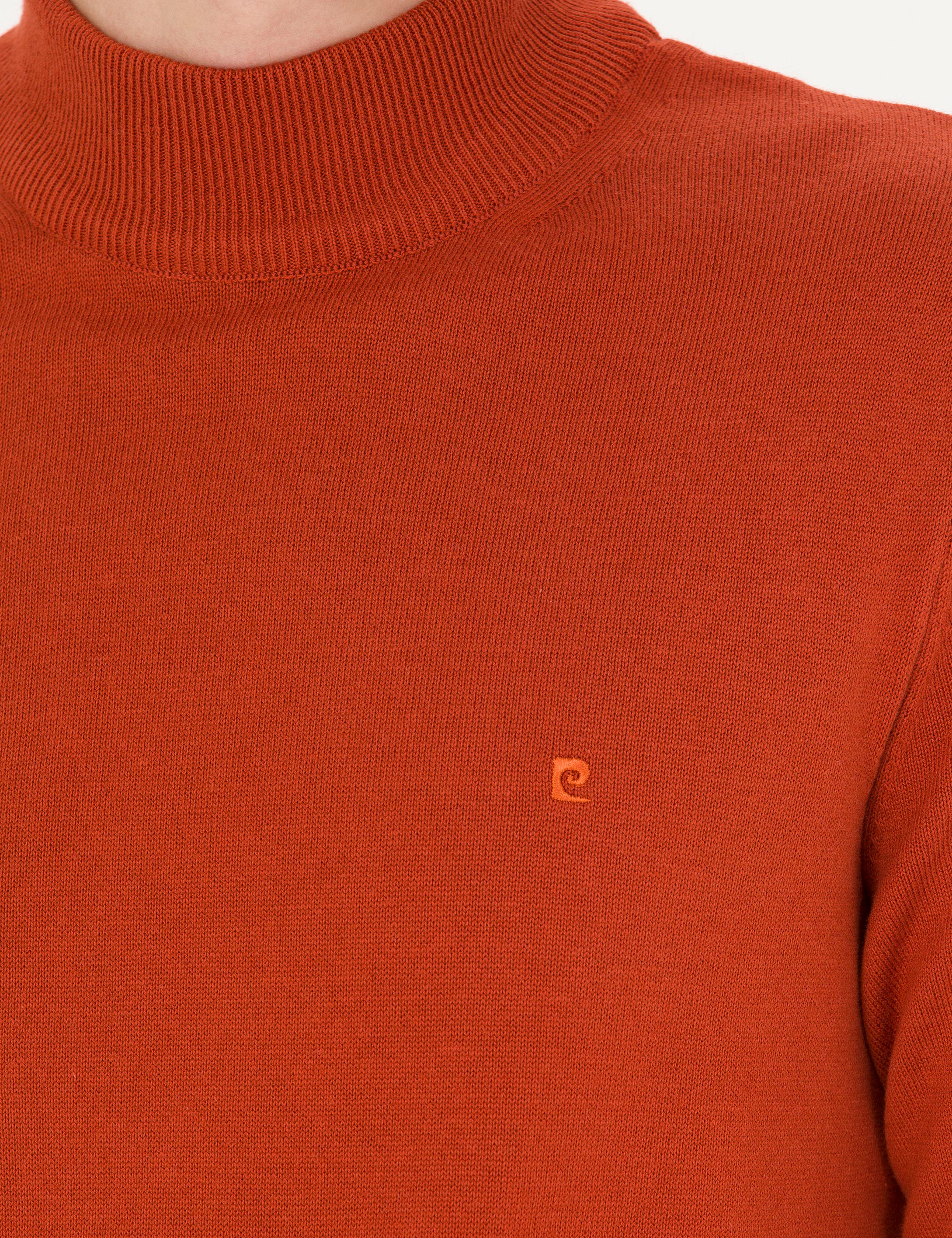 Kiremit Slim Fit Yarım Balıkçı Yaka Basic Triko Kazak