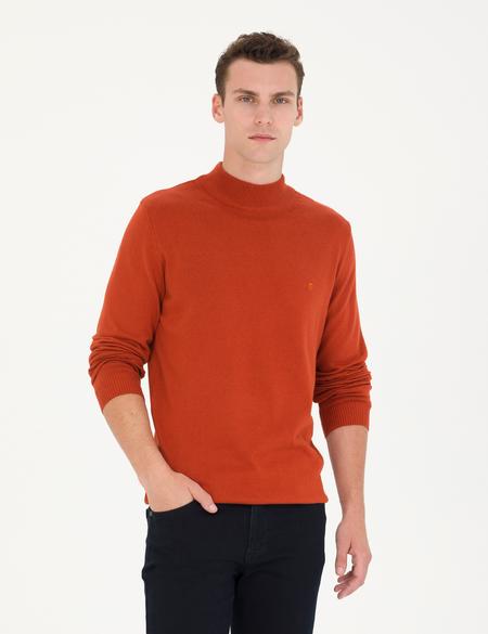 Kiremit Slim Fit Yarım Balıkçı Yaka Basic Triko Kazak - 50276161031