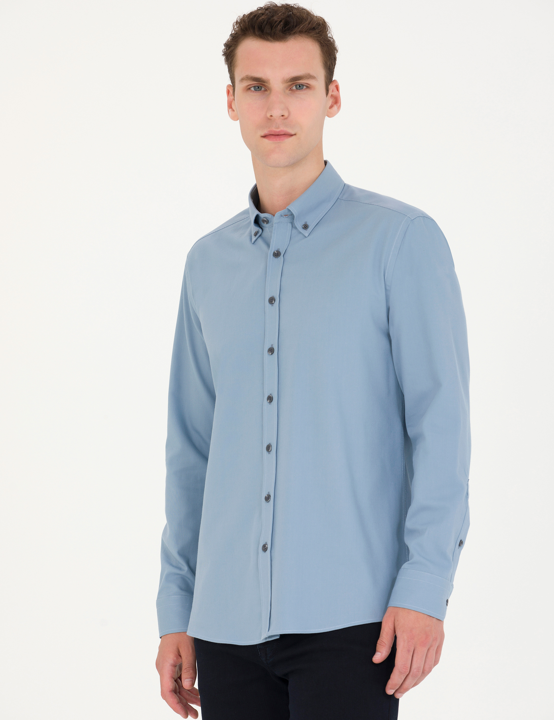 Pierre Cardin Mavi Regular Fit Uzun Kollu Gömlek görsel 3