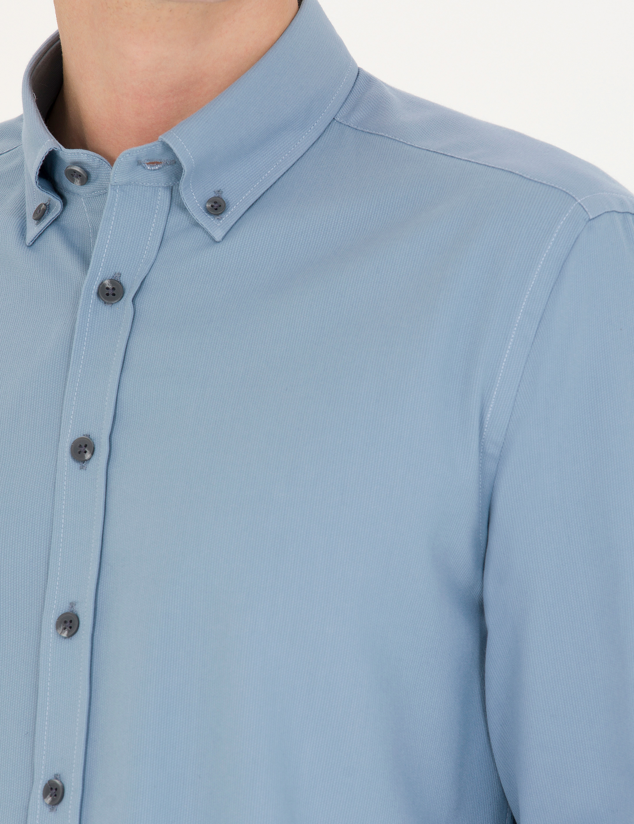 Pierre Cardin Mavi Regular Fit Uzun Kollu Gömlek görsel 7