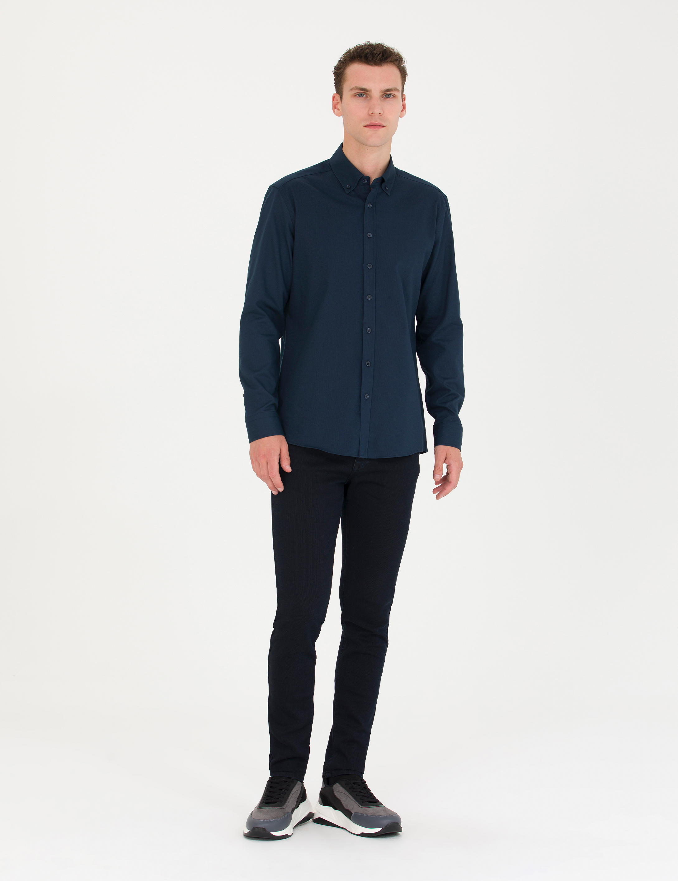Pierre Cardin Lacivert Regular Fit Uzun Kollu Gömlek görsel 4