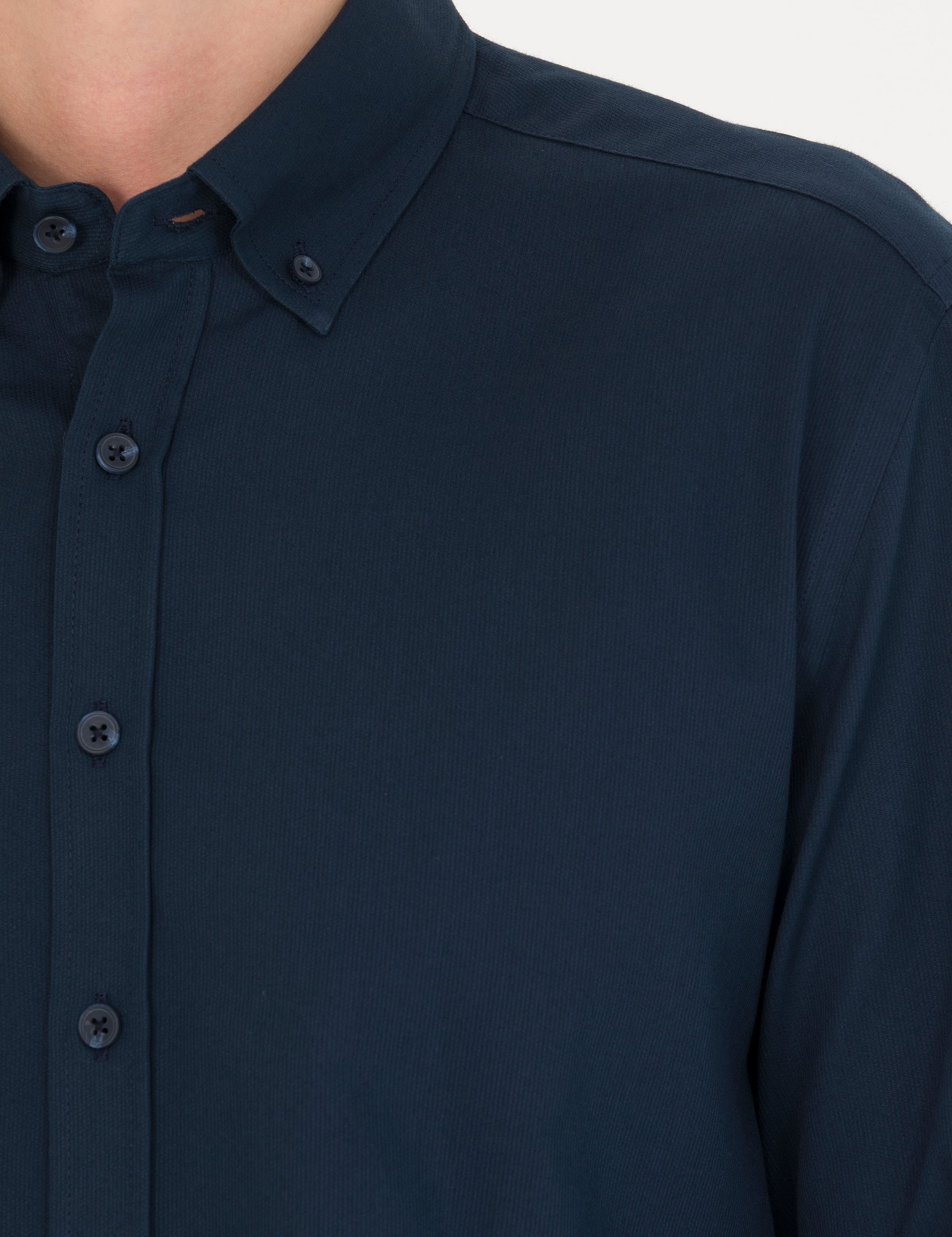Pierre Cardin Lacivert Regular Fit Uzun Kollu Gömlek görsel 7