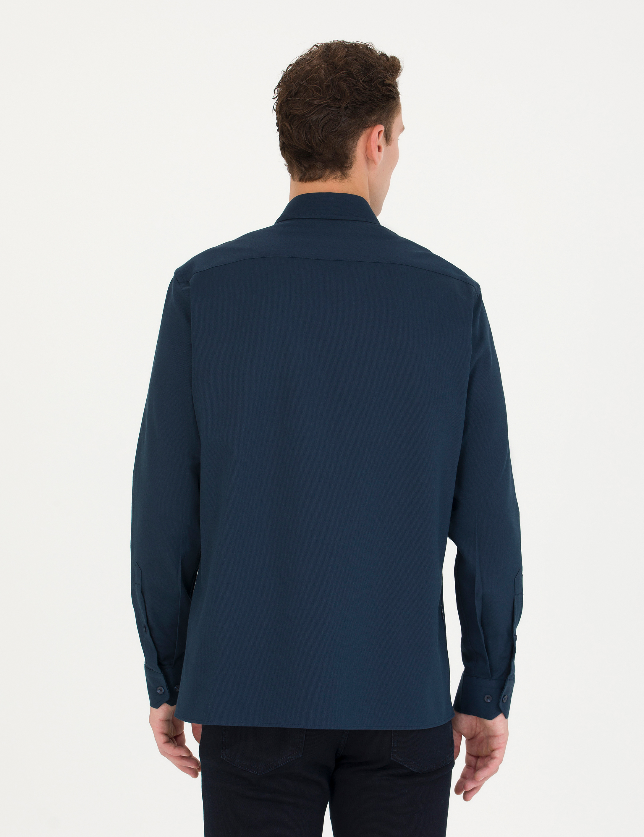 Pierre Cardin Lacivert Regular Fit Uzun Kollu Gömlek görsel 5