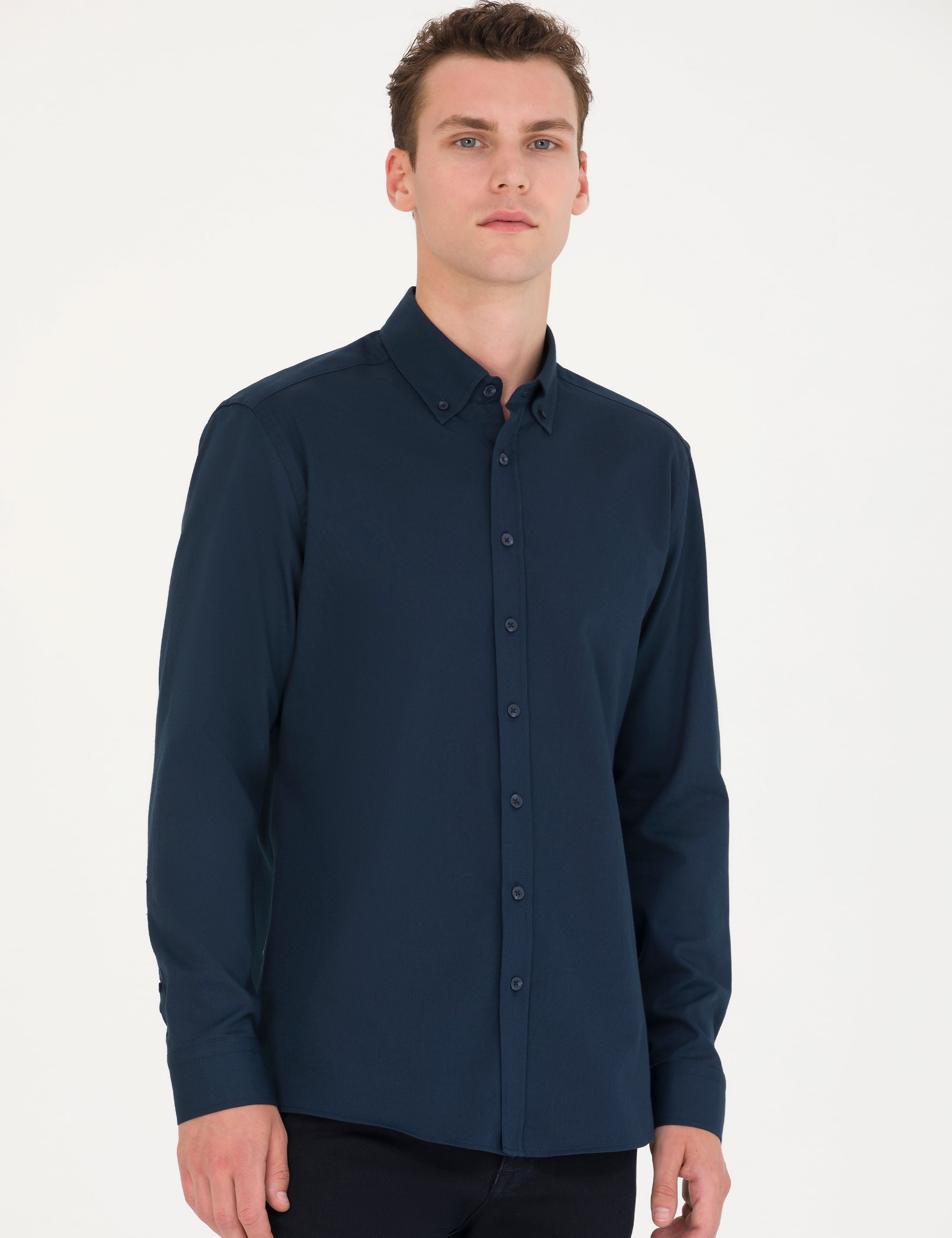 Pierre Cardin Lacivert Regular Fit Uzun Kollu Gömlek görsel 2
