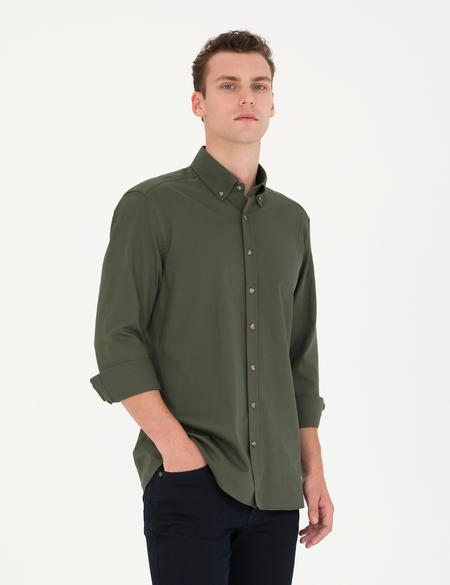 Haki Regular Fit Uzun Kollu Gömlek - 50276553043