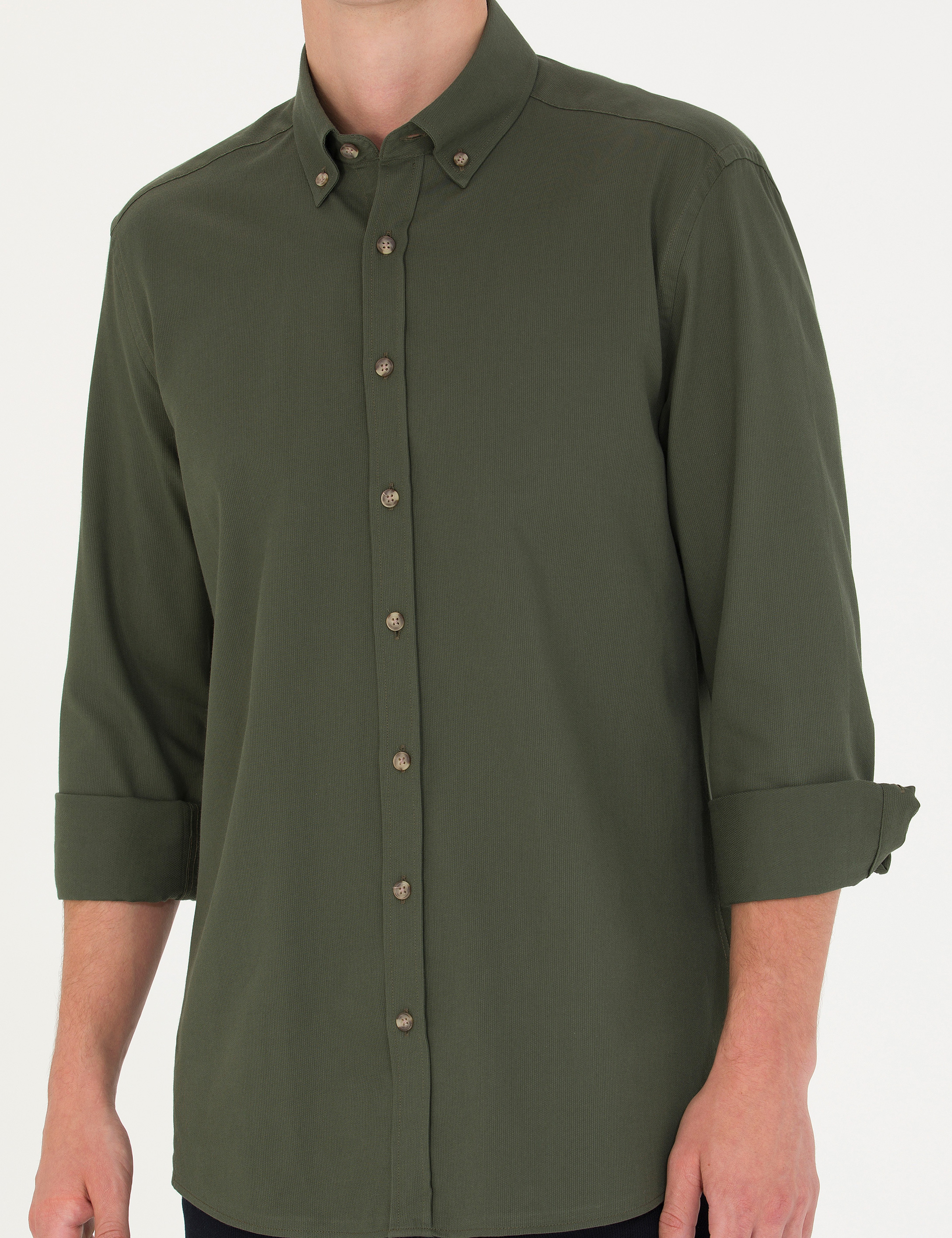 Haki Regular Fit Uzun Kollu Gömlek - Image 6