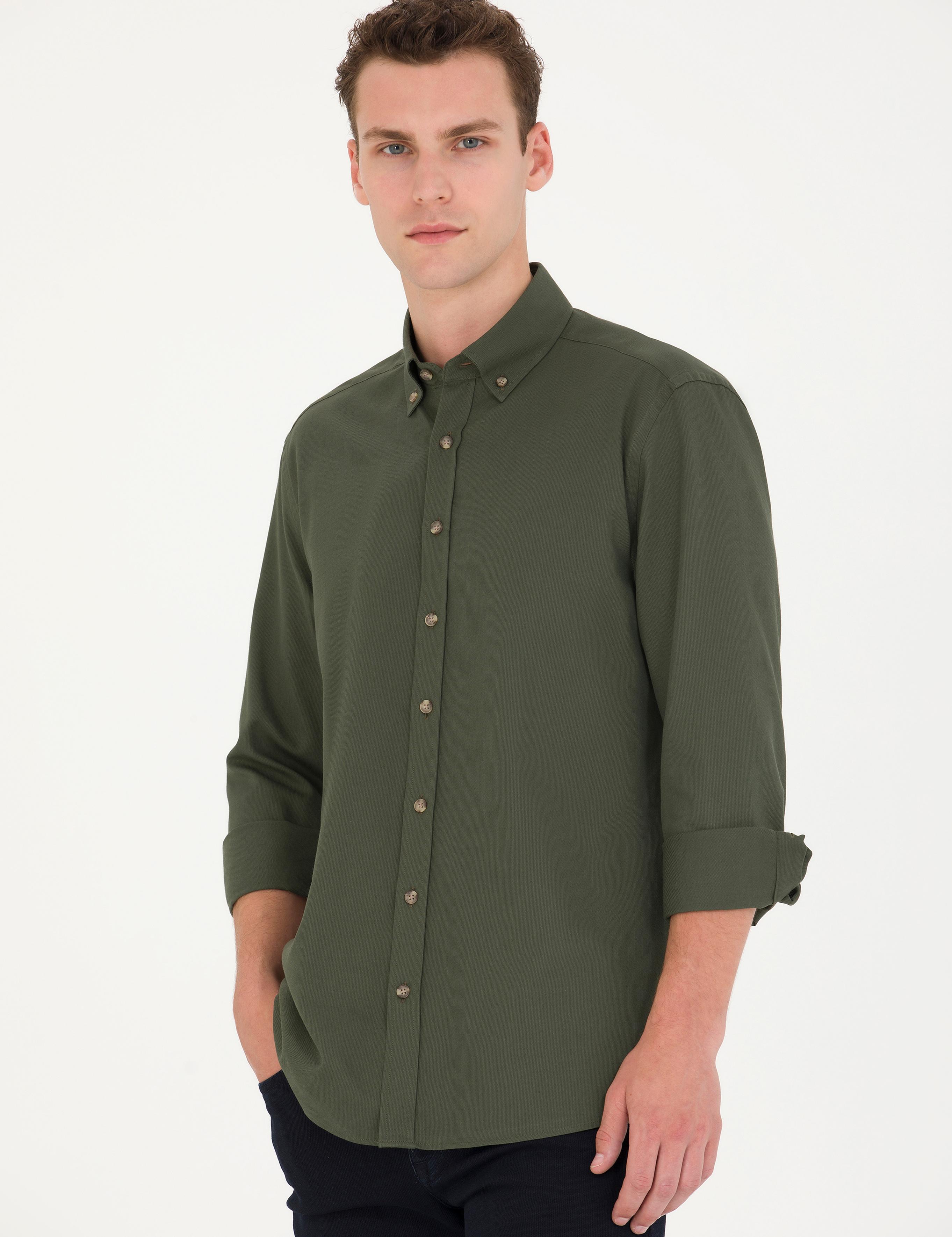 Haki Regular Fit Uzun Kollu Gömlek