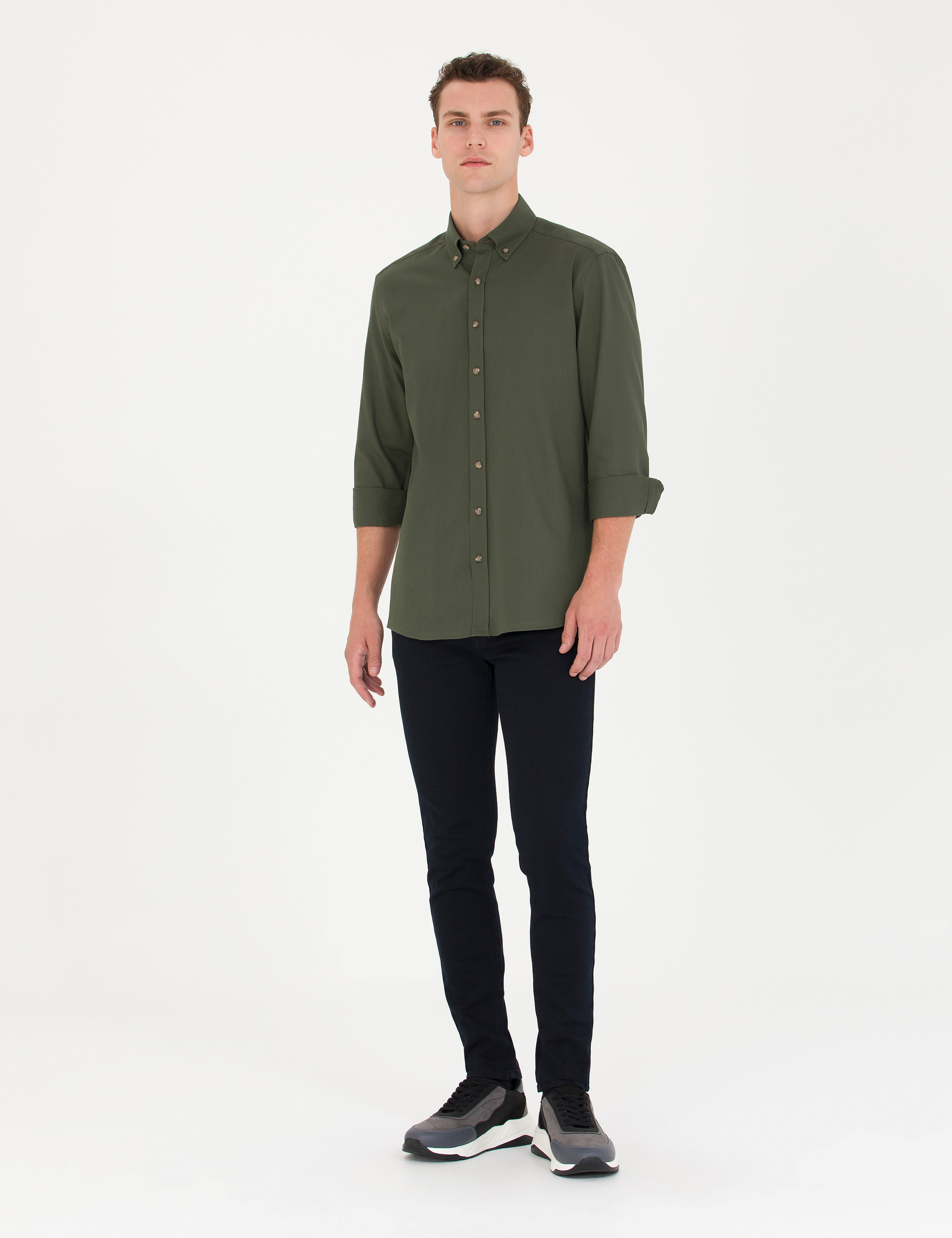 Haki Regular Fit Uzun Kollu Gömlek - Image 4