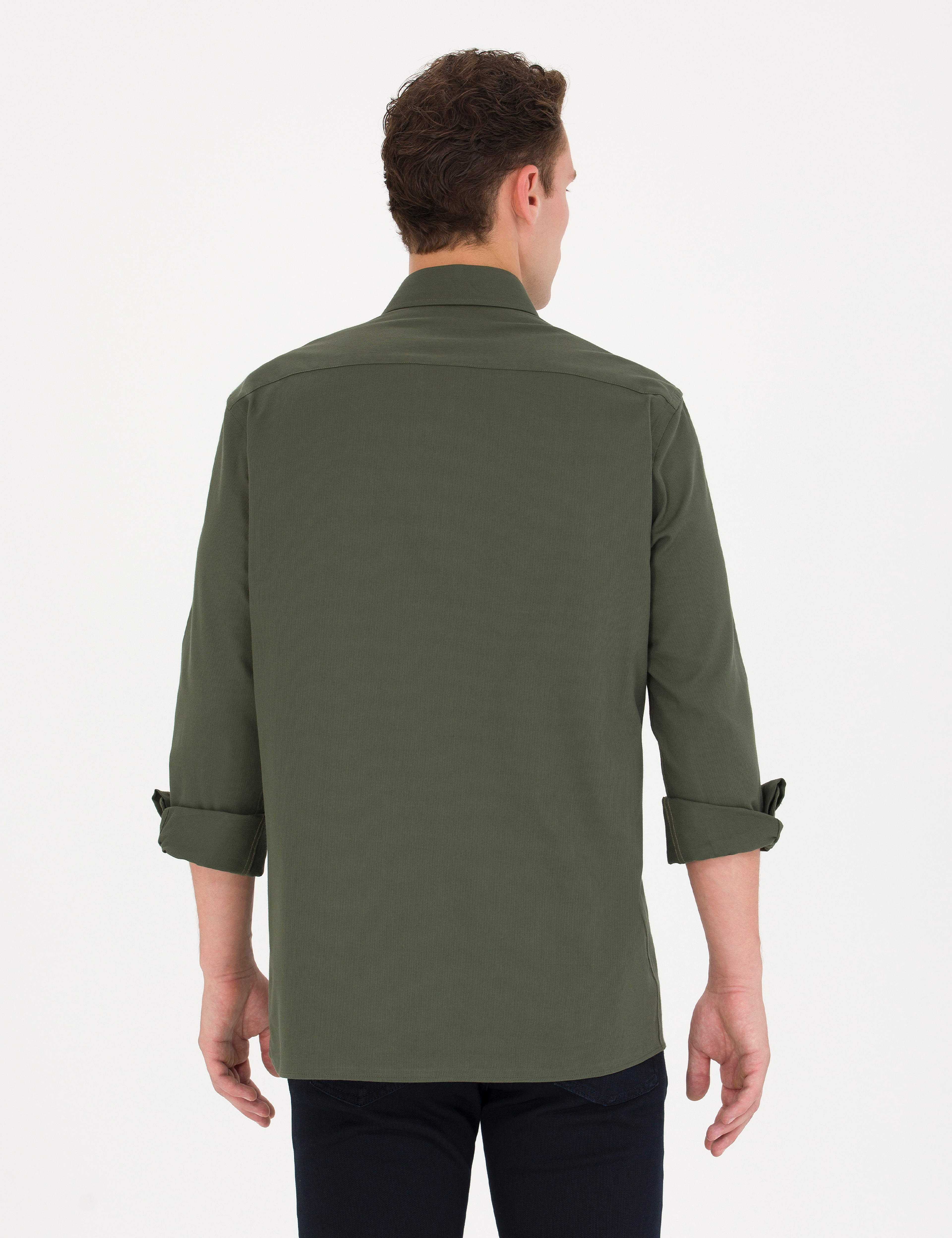 Haki Regular Fit Uzun Kollu Gömlek - Image 5