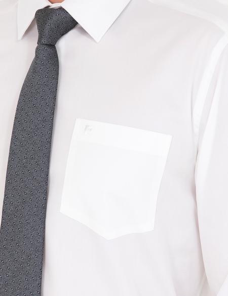 Beyaz Parlak Saten Regular Fit Uzun Kollu Basic Gömlek - 50277146016