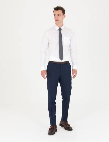 Beyaz %100 Pamuk Parlak Saten Regular Fit Uzun Kollu Basic Gömlek