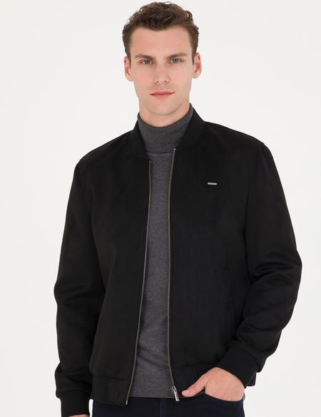 Siyah Suni Deri Ceket - 50280245005