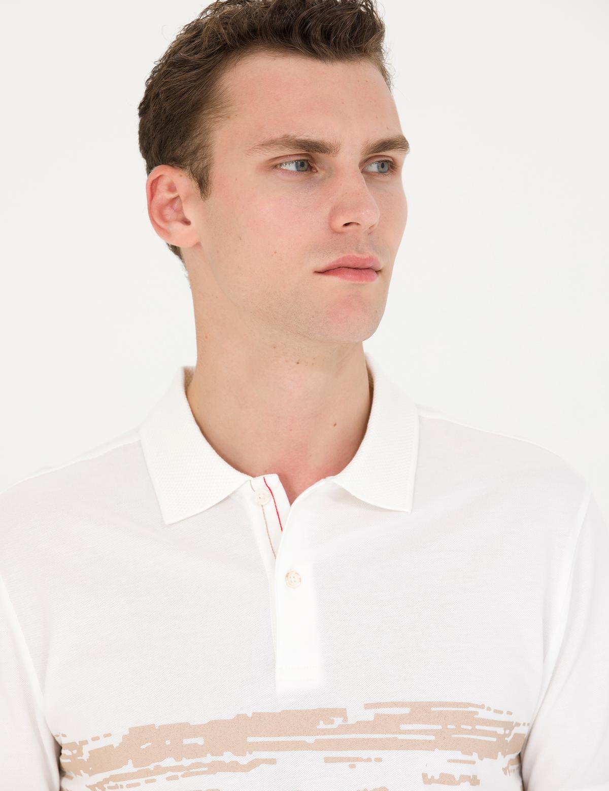 Ekru Slim Fit Polo Yaka Tişört - 50263931033