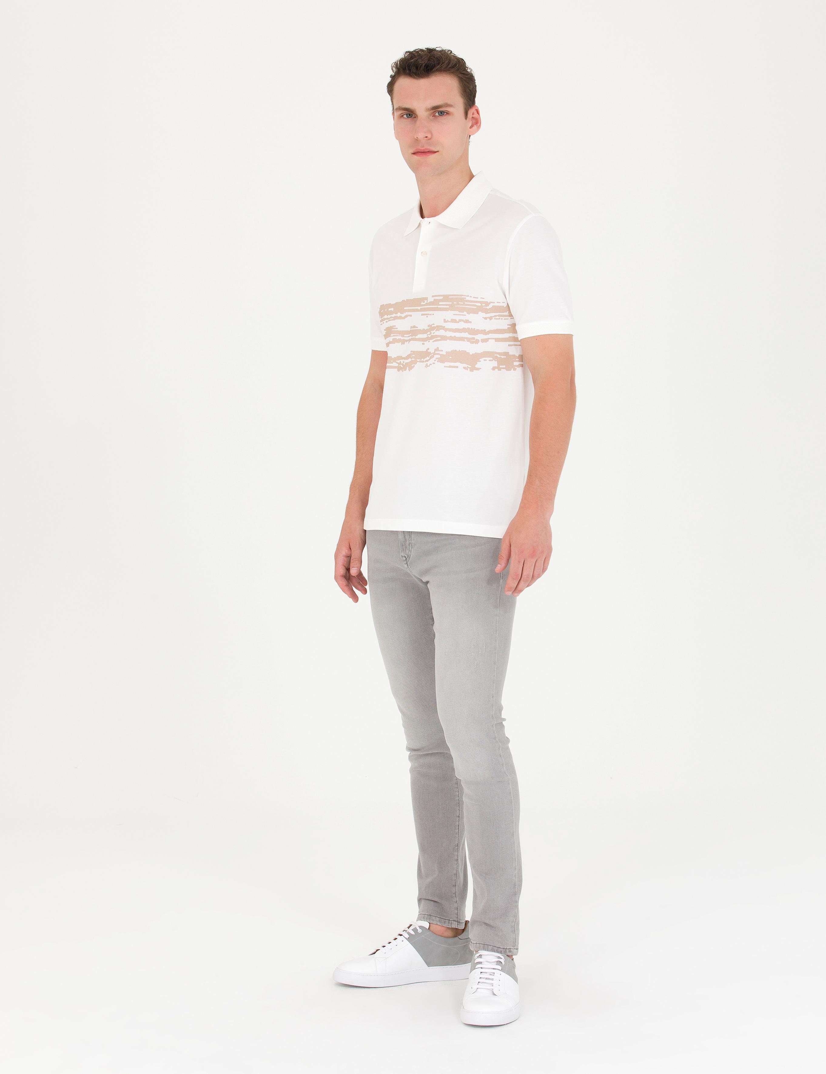 Ekru Slim Fit Polo Yaka Tişört