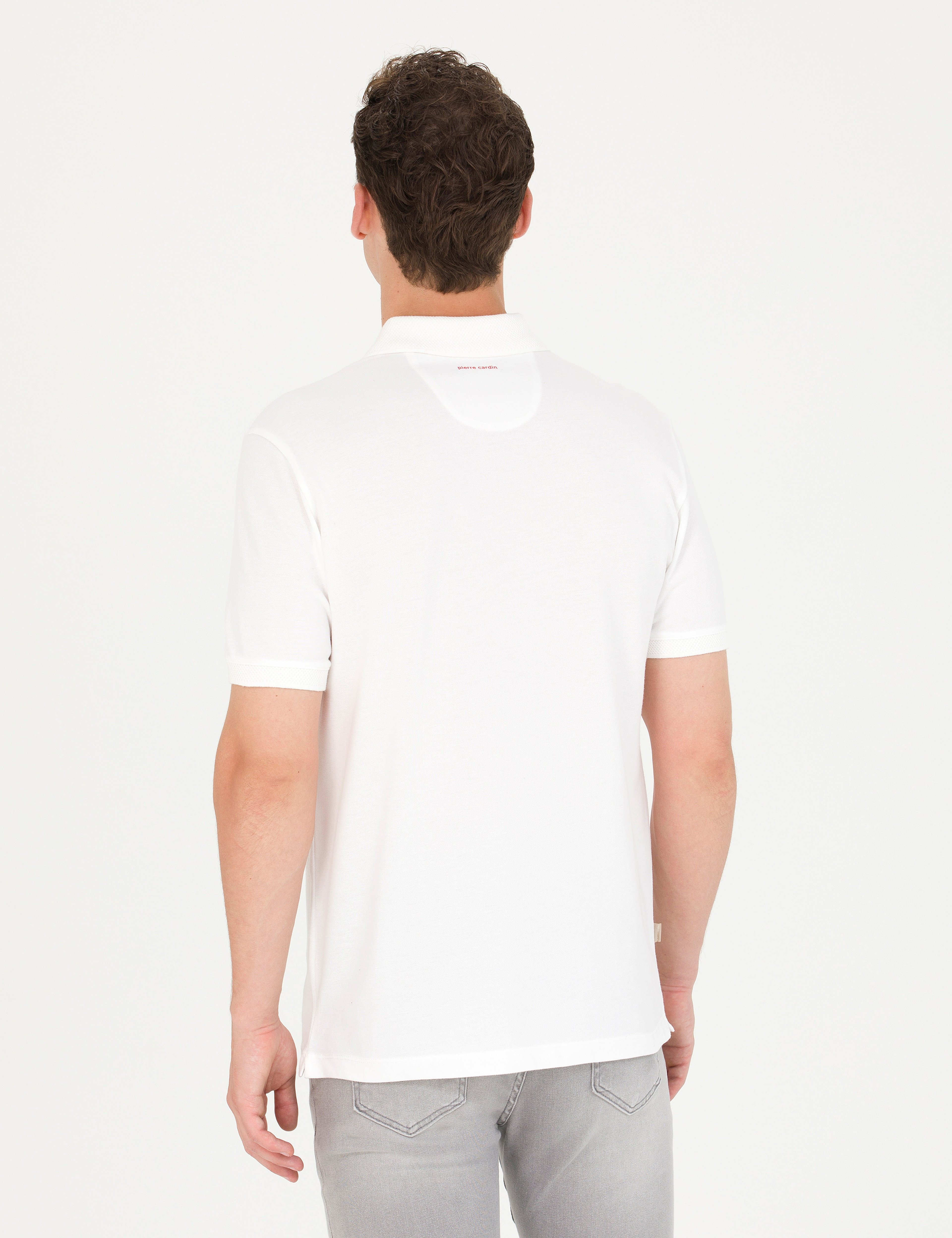 Ekru Slim Fit %100 Pamuk Düğmeli Polo Yaka Tişört - Image 5