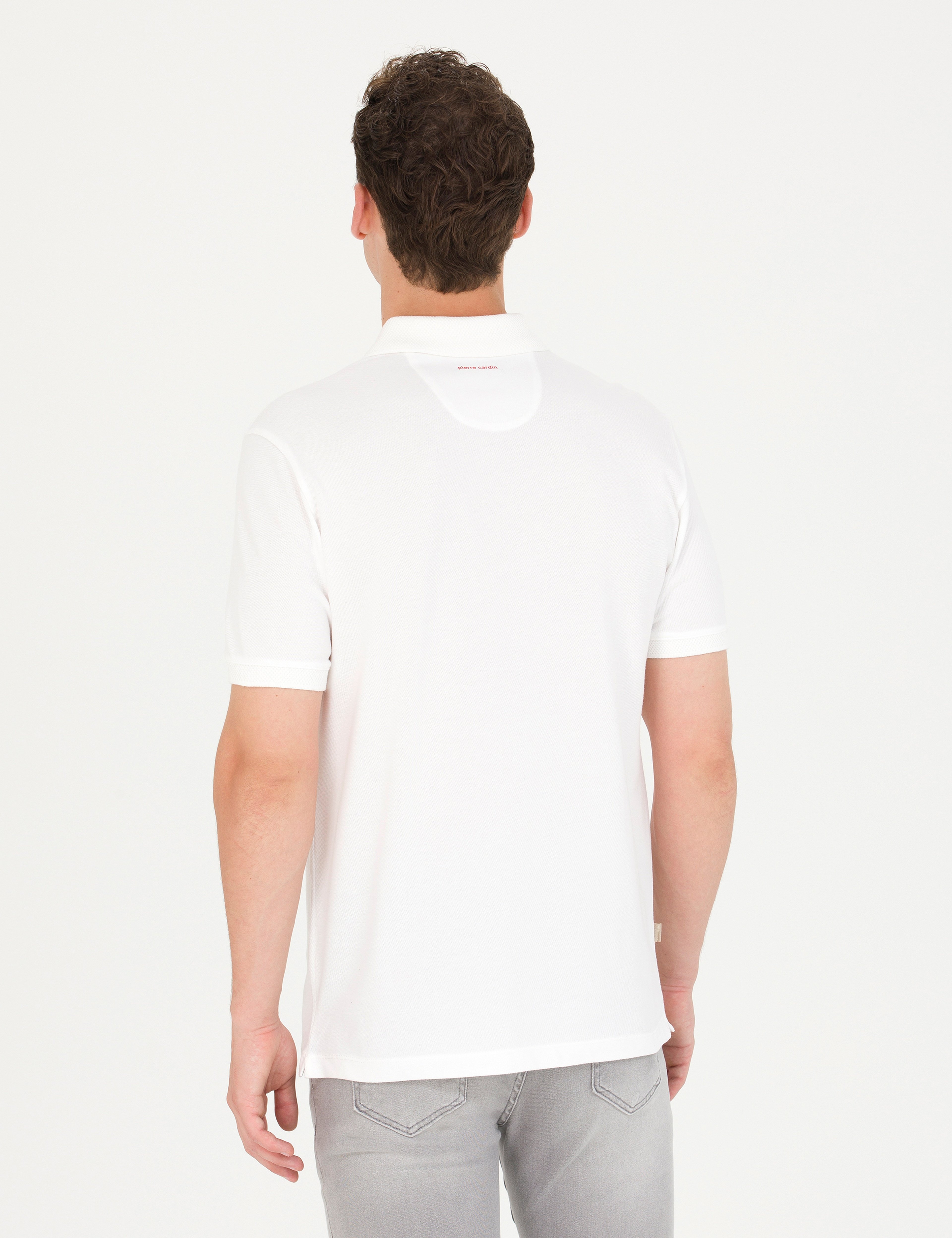 Ekru Slim Fit %100 Pamuk Düğmeli Polo Yaka Tişört