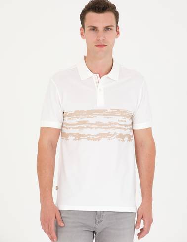 Ekru Slim Fit Polo Yaka Tişört
