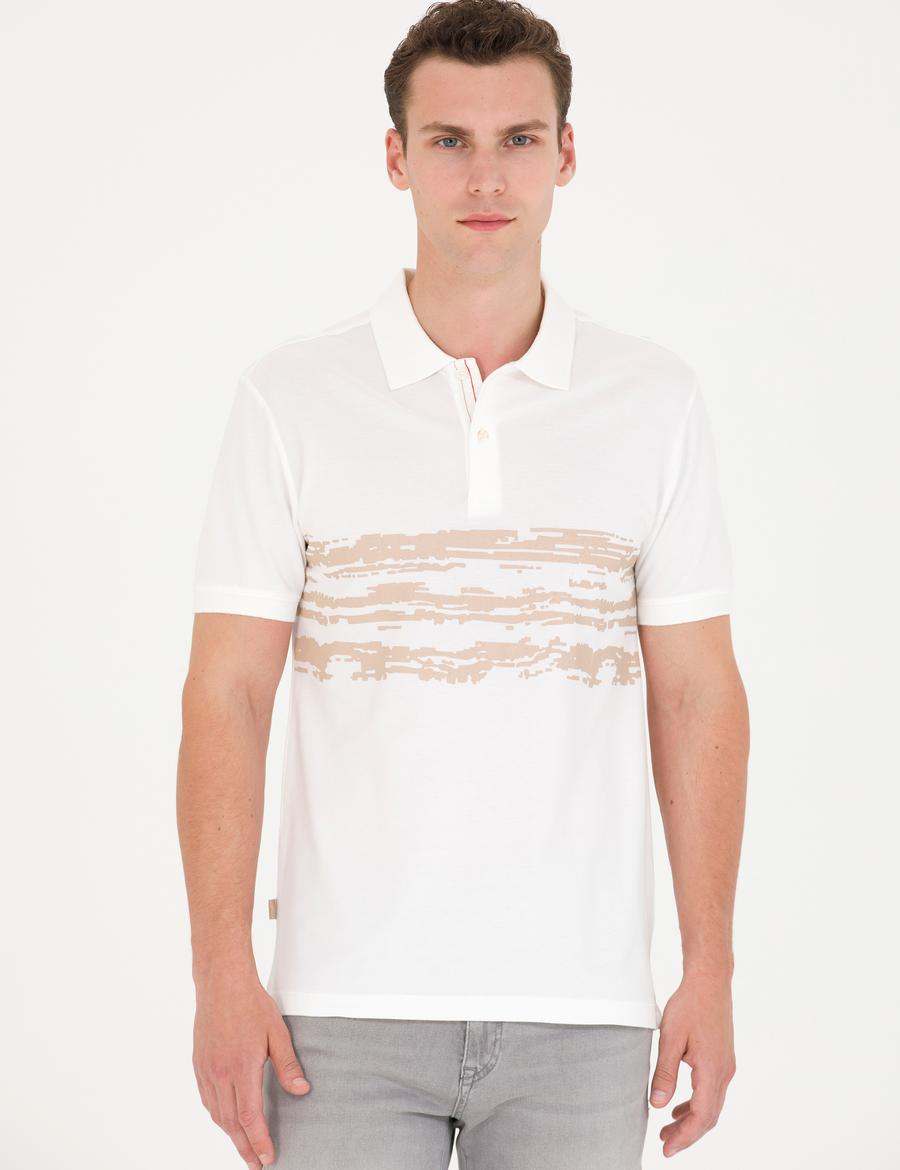 Ekru Slim Fit Polo Yaka Tişört