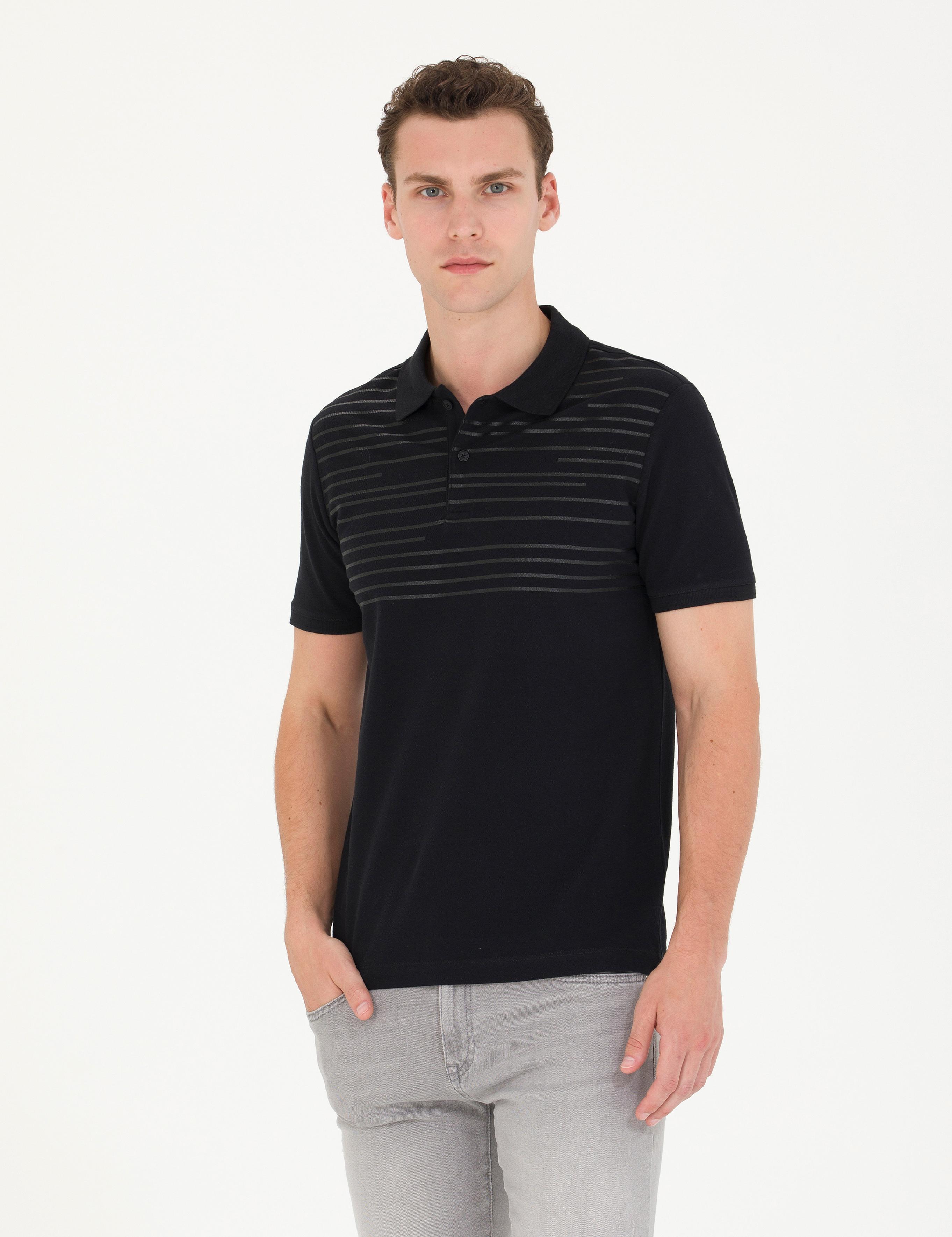 Siyah Slim Fit Polo Yaka Tişört