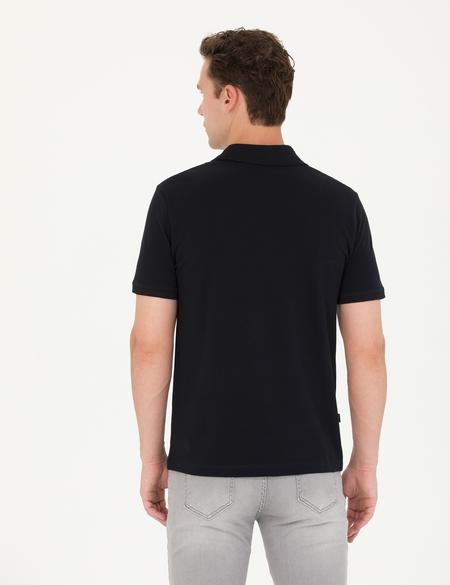Siyah Slim Fit Polo Yaka Tişört - 50275708024