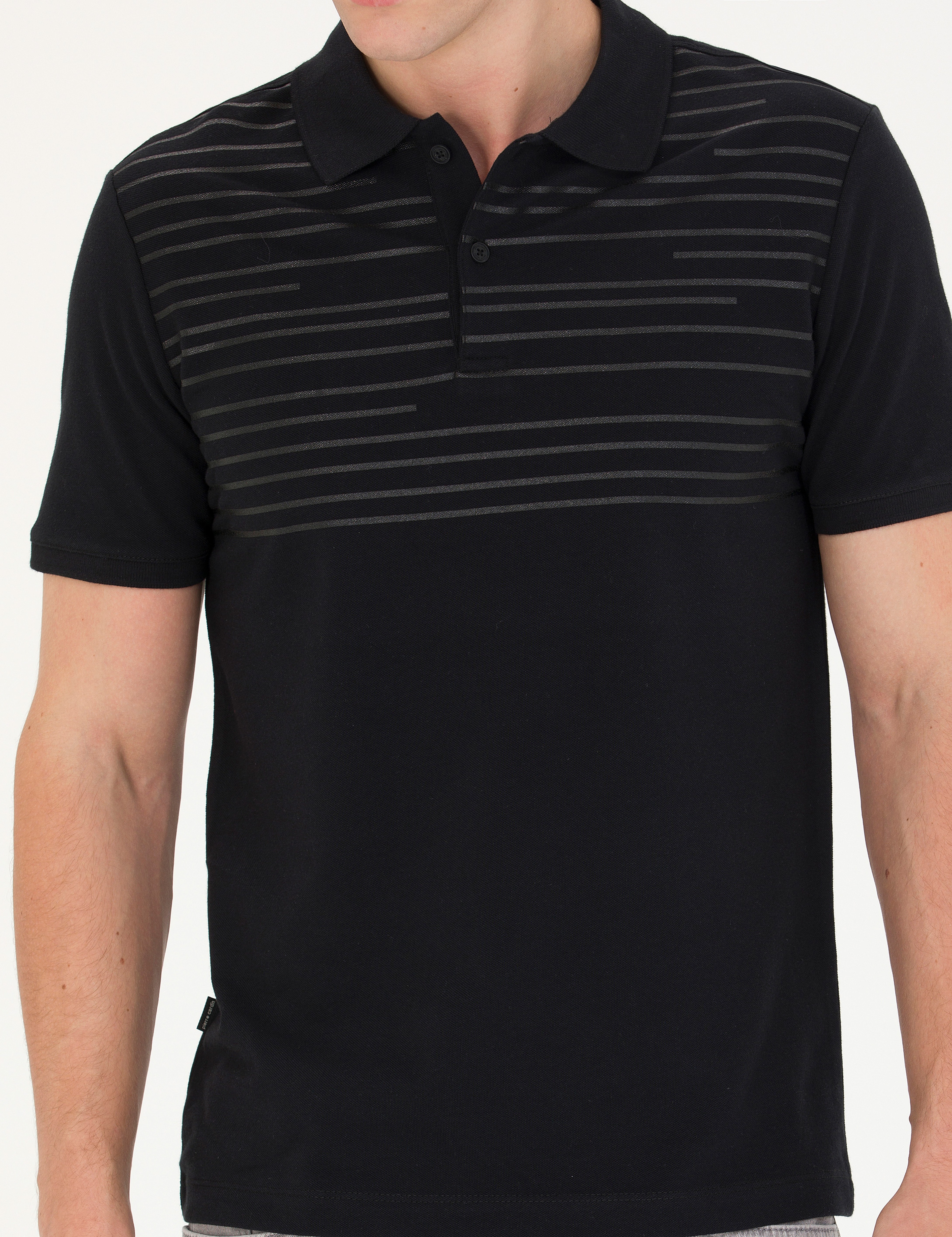 Siyah Slim Fit Polo Yaka Tişört - Image 6