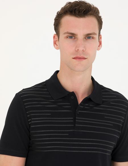 Siyah Slim Fit Polo Yaka Tişört - 50275708024
