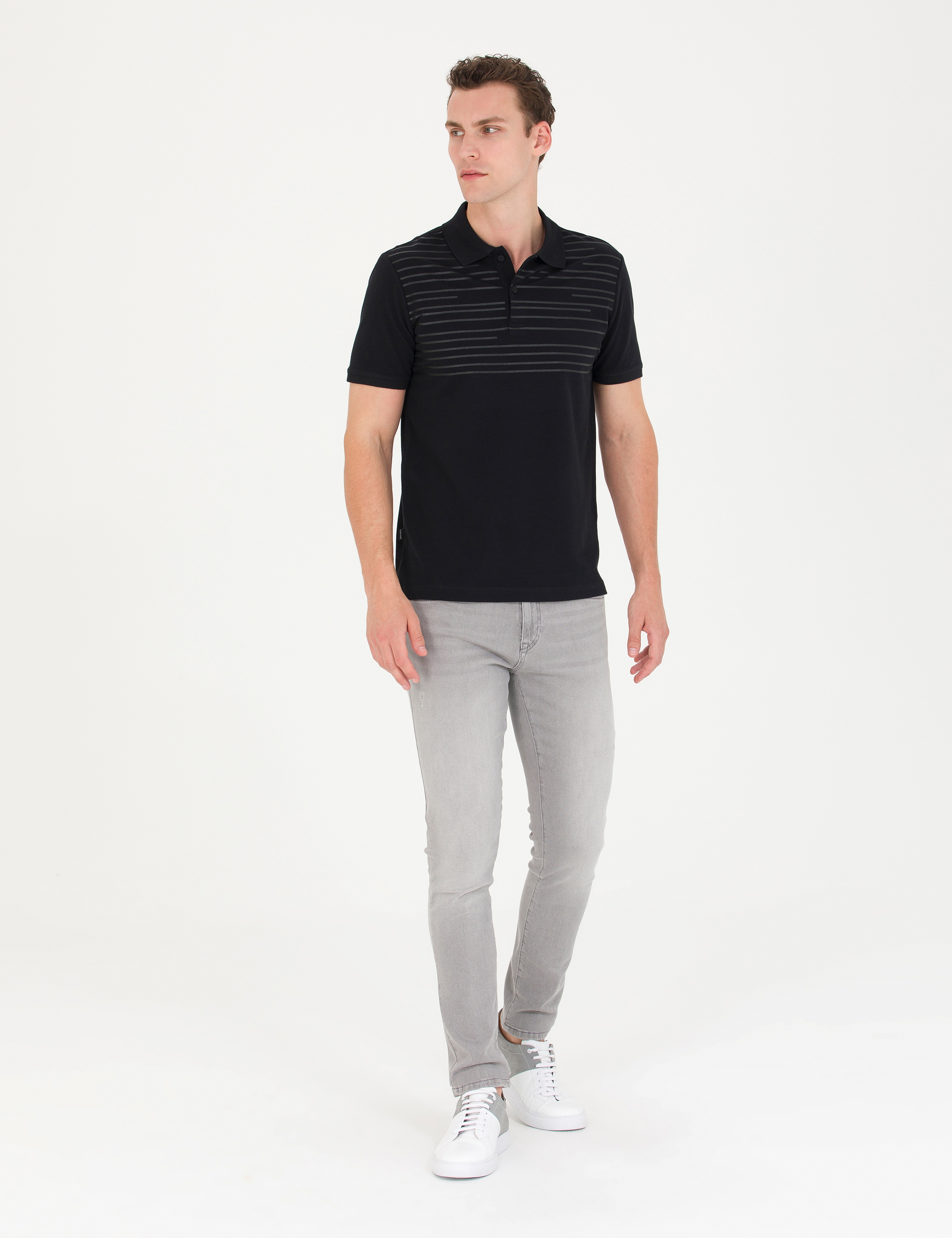 Siyah Slim Fit Polo Yaka Tişört