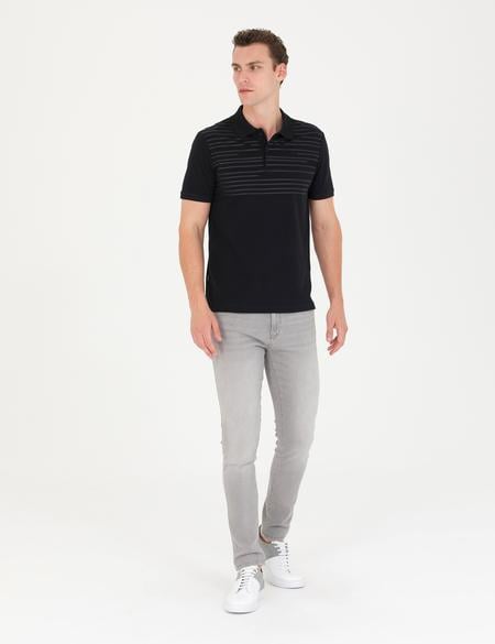 Siyah Slim Fit Polo Yaka Tişört - 50275708024