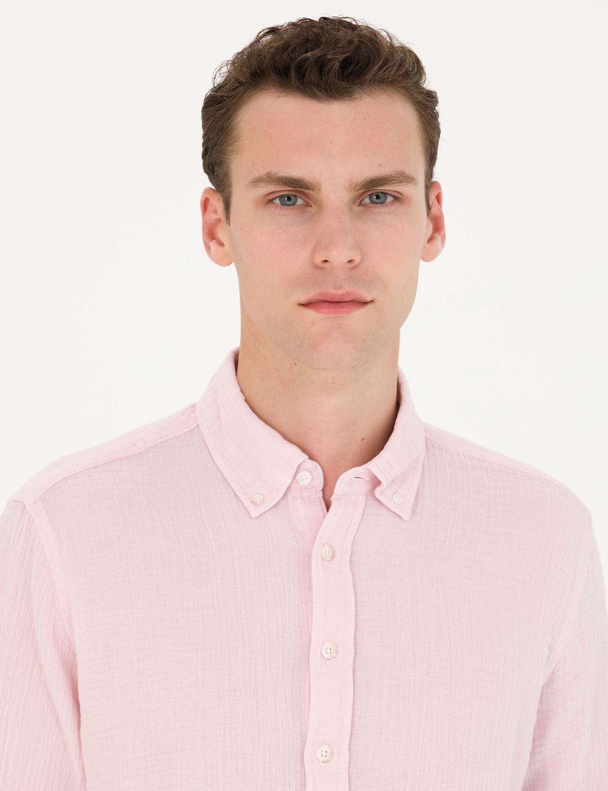 Pembe Regular Fit Uzun Kollu Gömlek - 50272203005