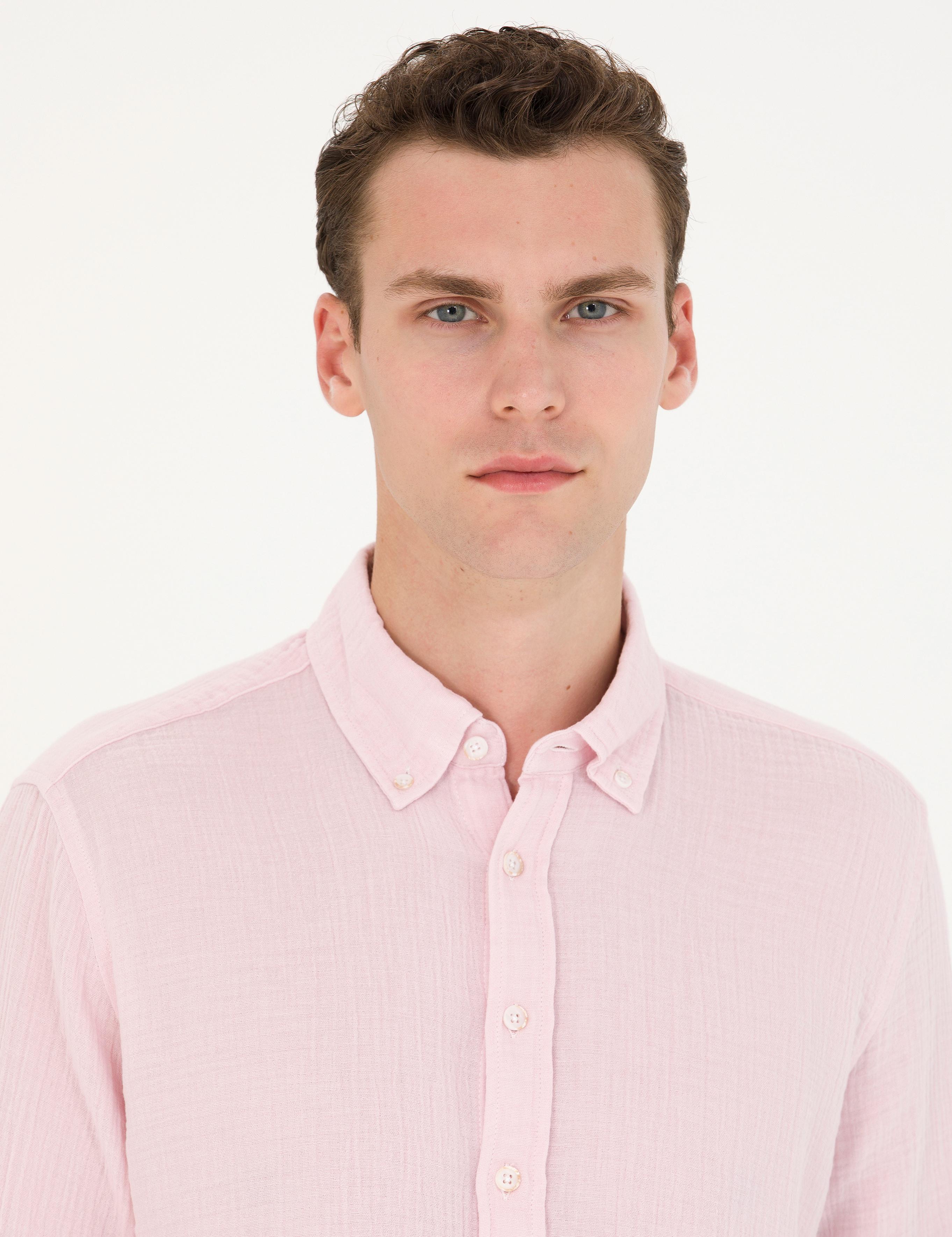 Pembe Regular Fit Uzun Kollu Gömlek