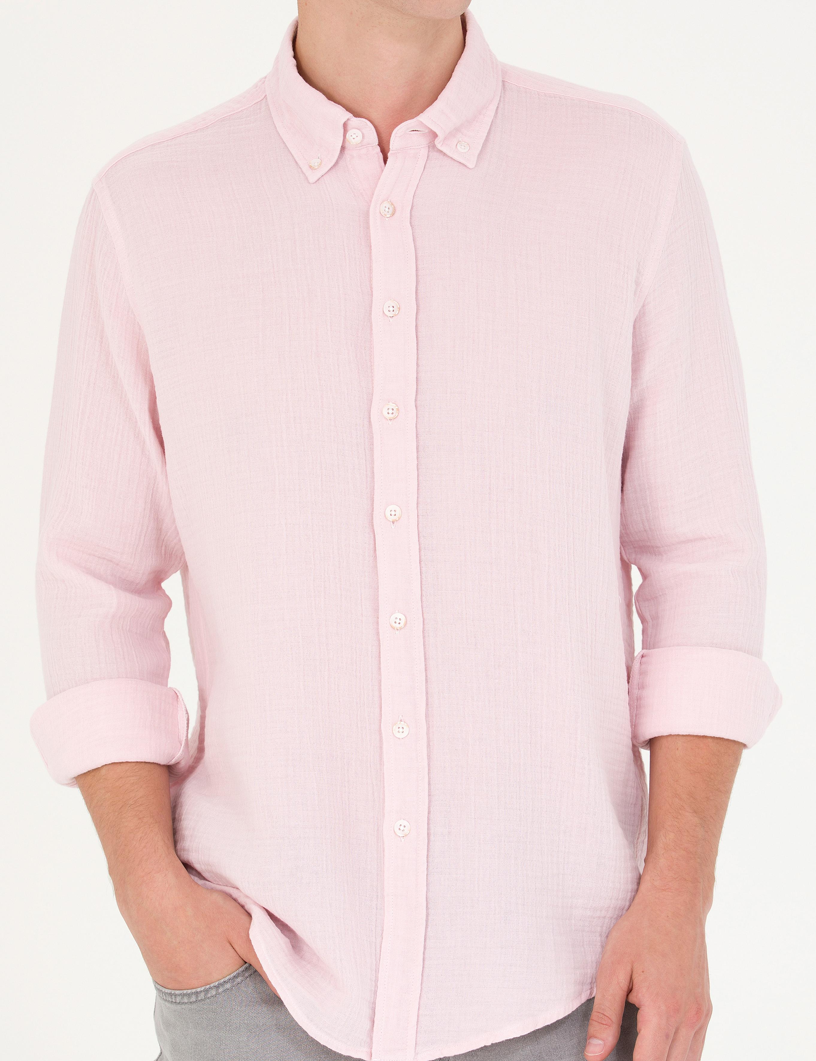 Pembe Regular Fit Uzun Kollu Gömlek